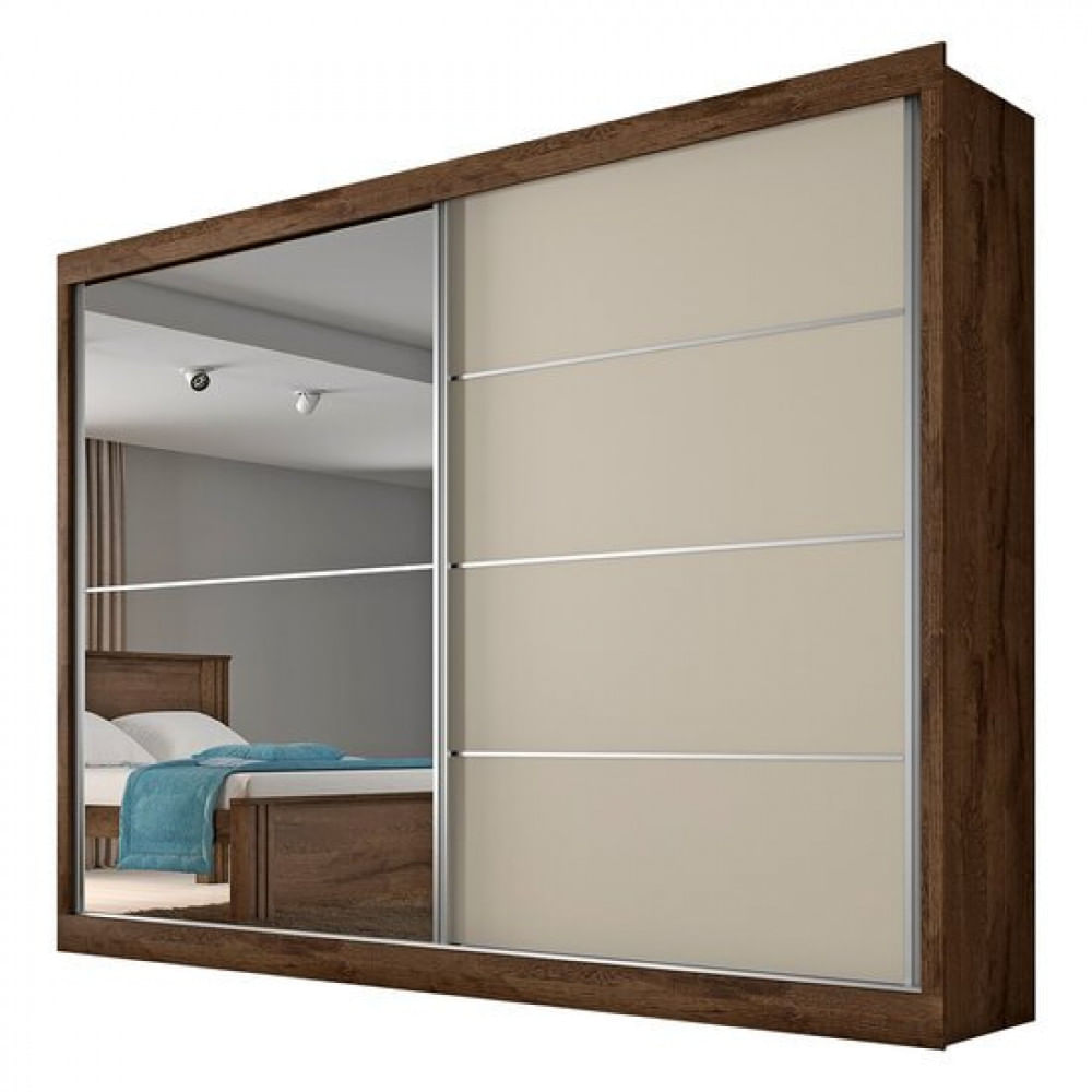 Guarda-Roupa Verona Plus MDF 2 Portas 4 Gavetas Mademarcs Brauna/Offwhite