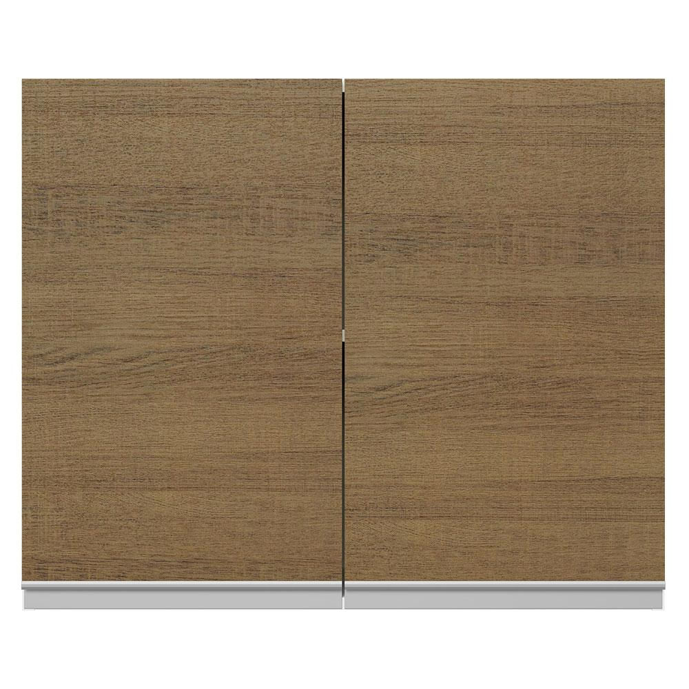 Armário Aéreo Madesa Acordes 100% MDF 80 cm 2 Portas - Branco/Rustic Branco/Rustic