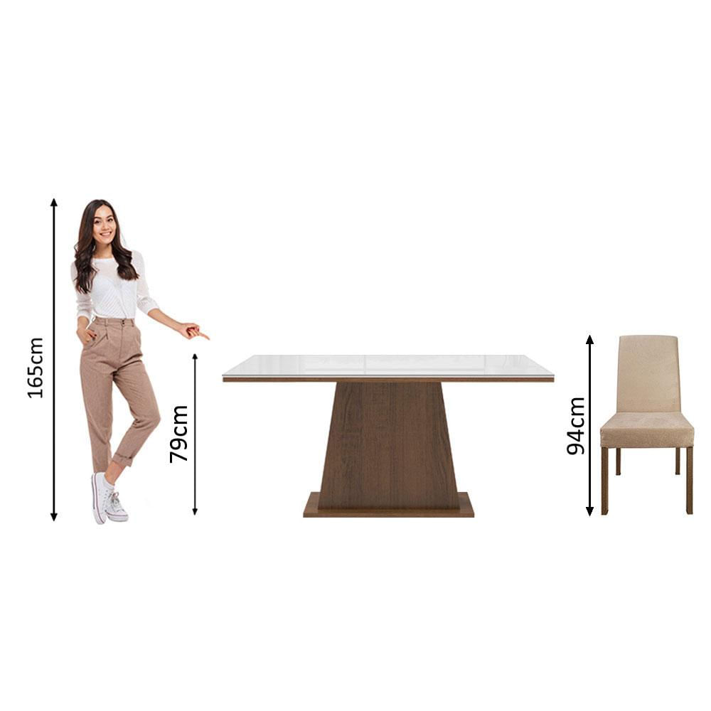 Conjunto Sala de Jantar Madesa Sabrina Mesa Tampo de Vidro com 4 Cadeiras - Rustic/Branco/Imperial Rustic/Branco/Imperial