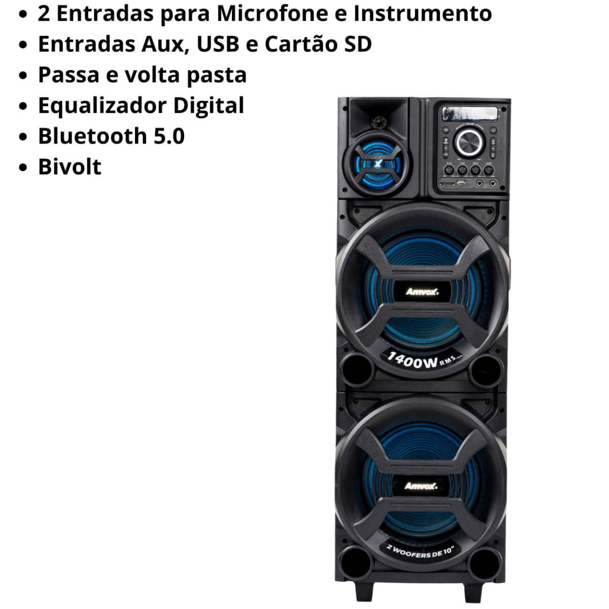 CAIXA AMPLIFICADA  AMVOX ACA 1402 TITAN BLACK BIVOLT 1400W PRETA / BIVOLT