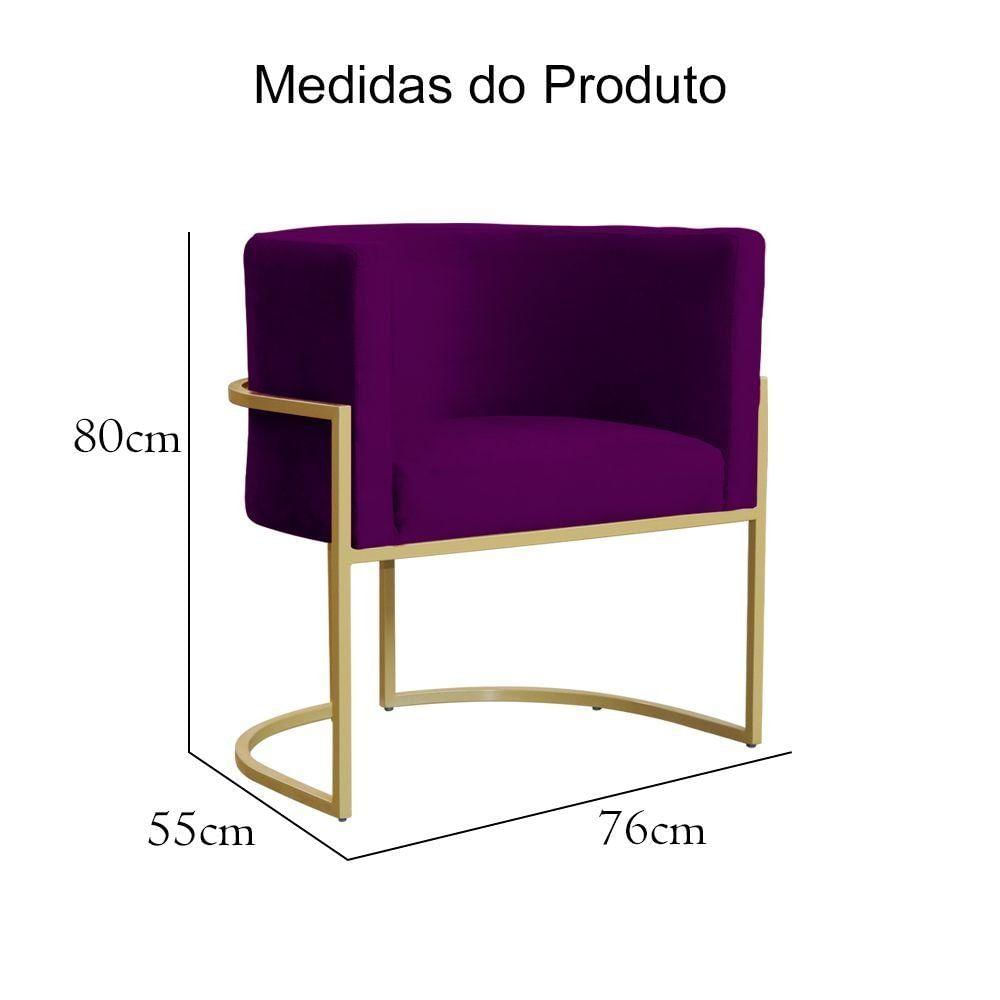 Poltrona Decorativa Dourada Base De Metalon 7decormoveis Veludo Roxo