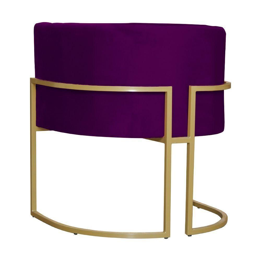 Poltrona Decorativa Dourada Base De Metalon 7decormoveis Veludo Roxo