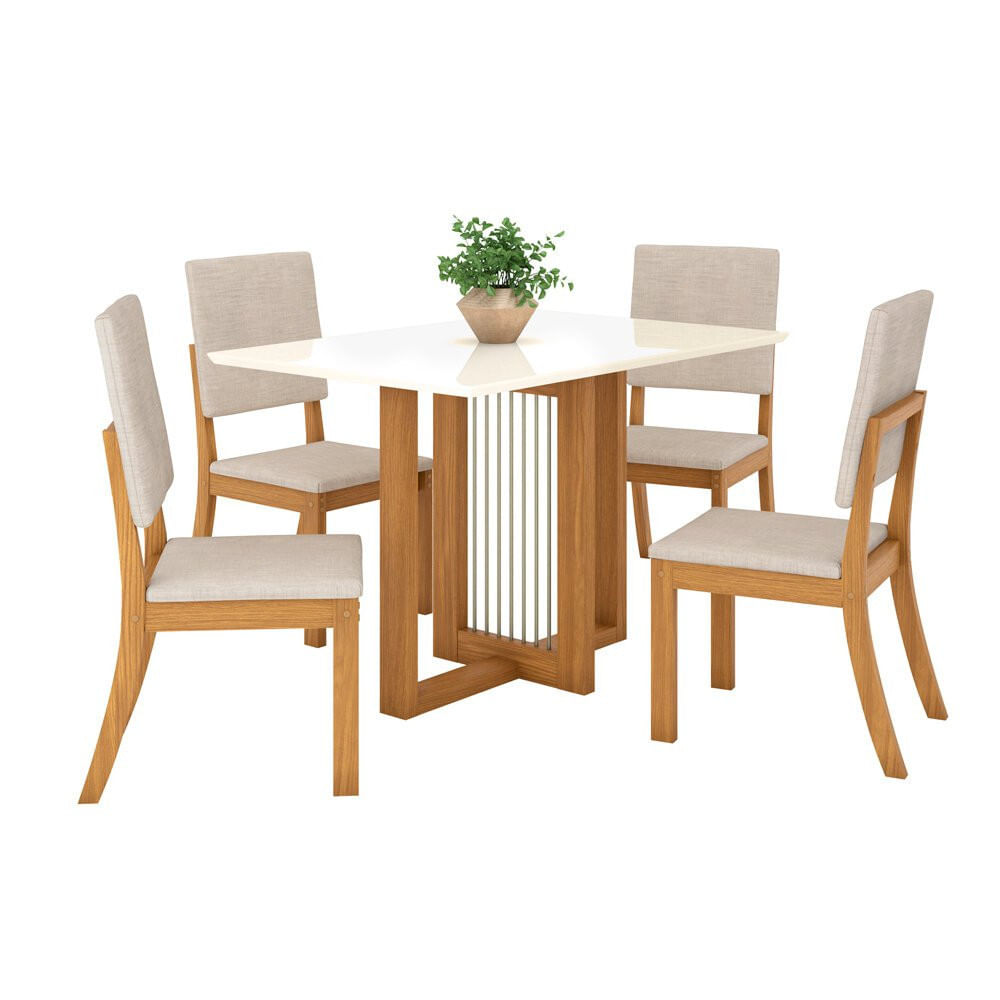 Conjunto Mesa com 4 Cadeiras Thalia em MDF e MDP Henn