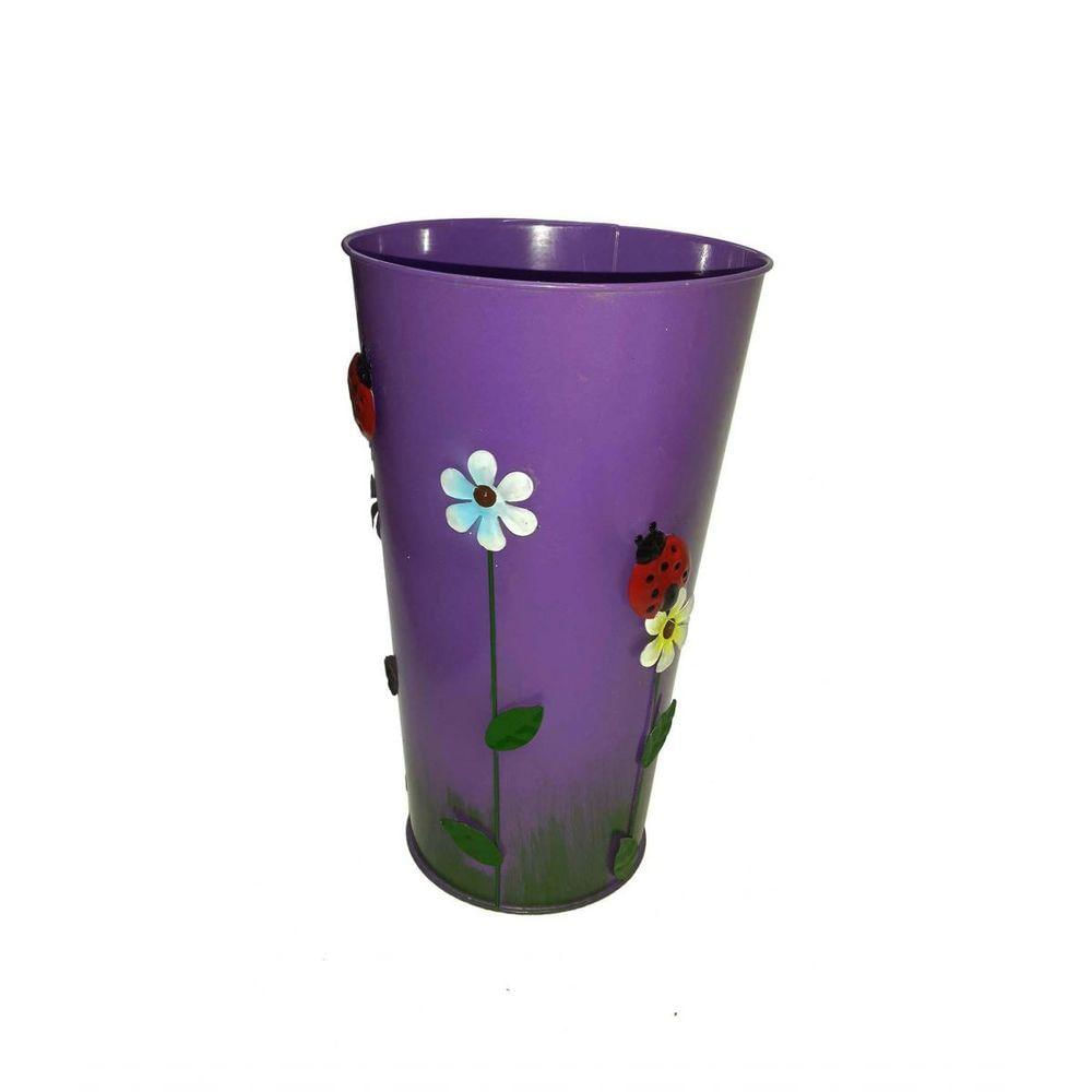 Vaso Balde Metal Enfeite Jardim Quintal Varanda Joaninha