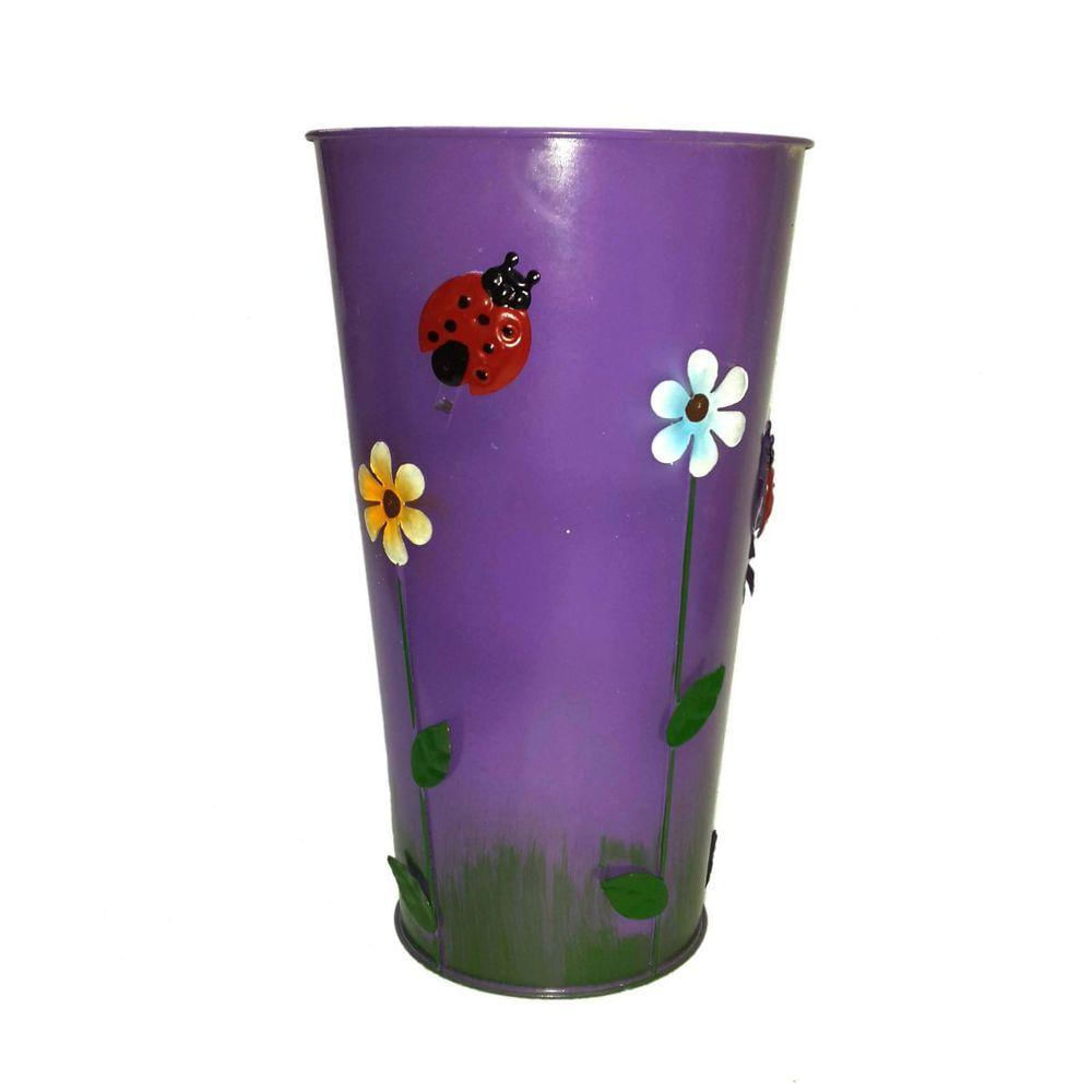 Vaso Balde Metal Enfeite Jardim Quintal Varanda Joaninha