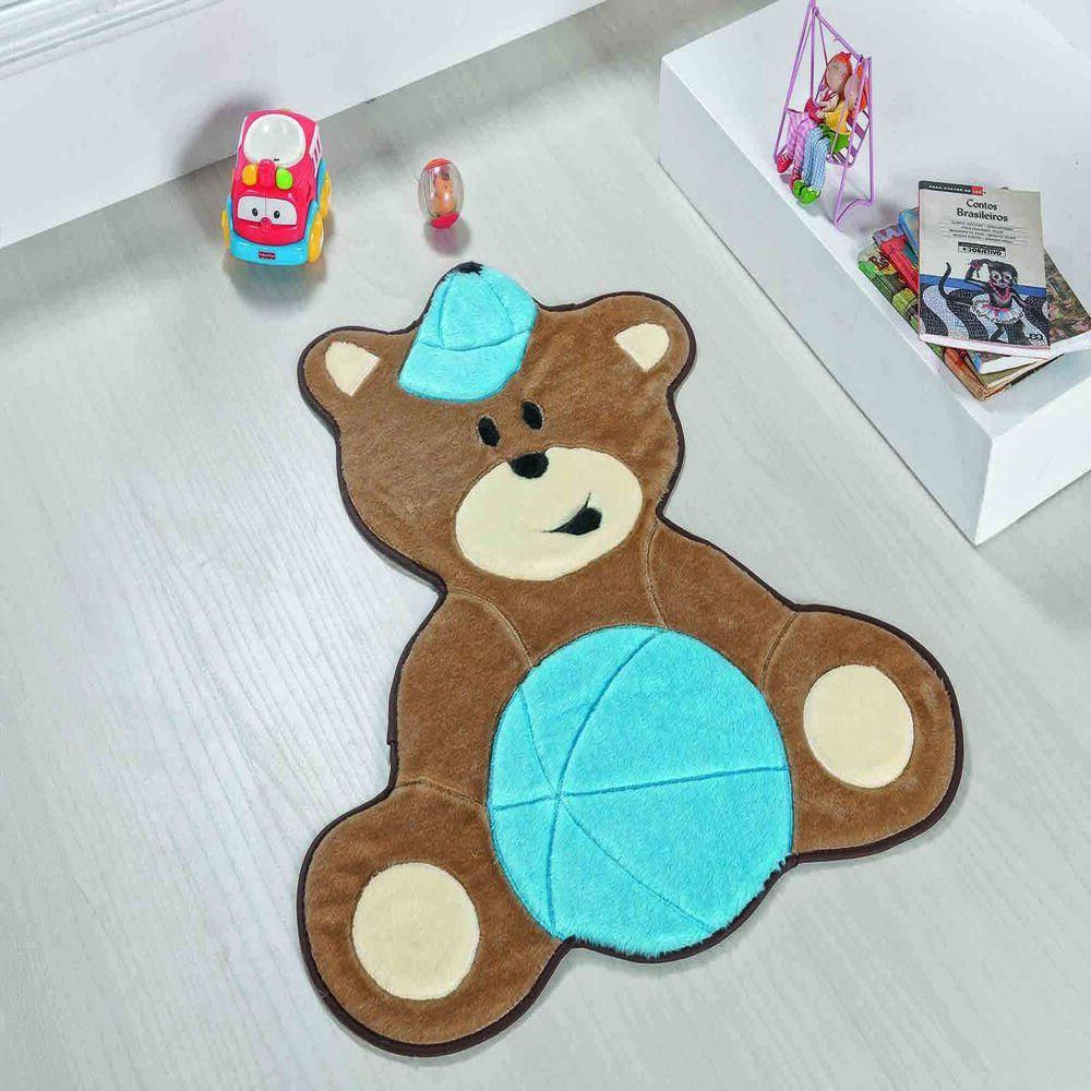 Tapete Premium Baby Urso Baby Azul Turquesa Guga Tapetes