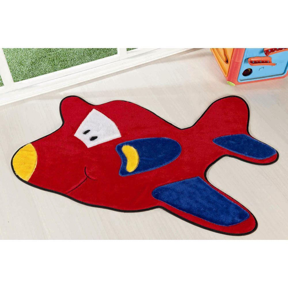 Tapete Premium Baby Avião 98cm x 68cm Vermelho