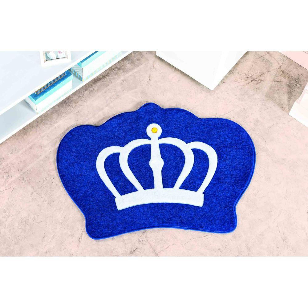 Tapete Premium Baby Coroa 86cm x 64cm Azul Royal