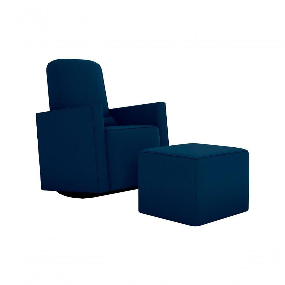 Poltrona Decorativa Annecy Amamentação Com Balanço + Puff Veludo Light Azul B-254