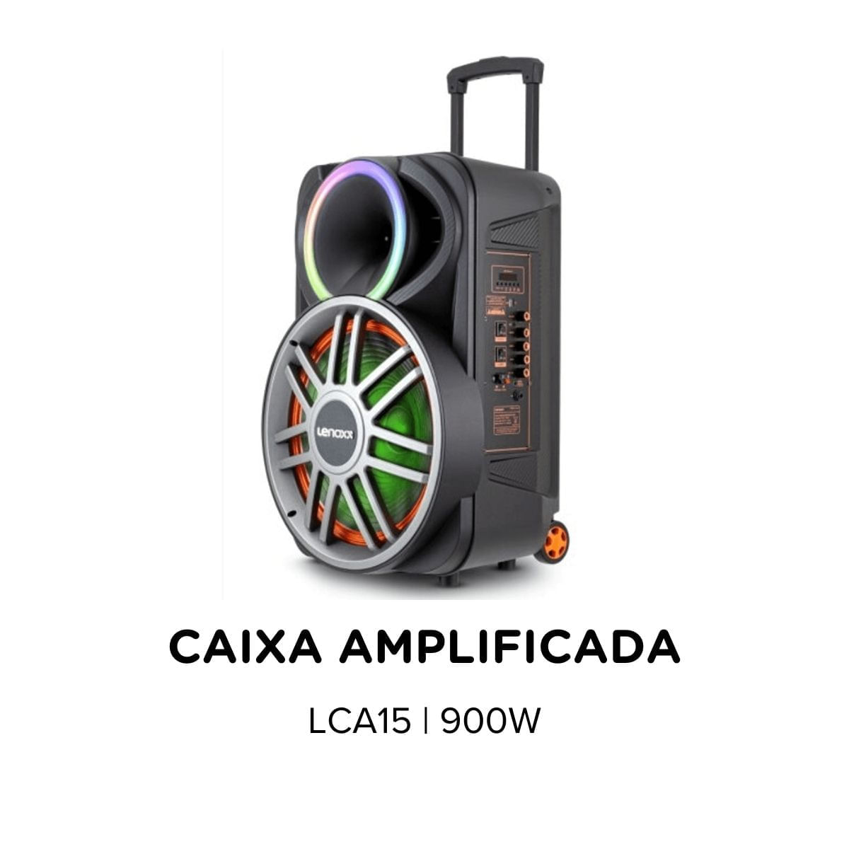 Caixa de Som Amplificada Lenoxx Bluetooth 900W - LCA15 PRETA / BIVOLT