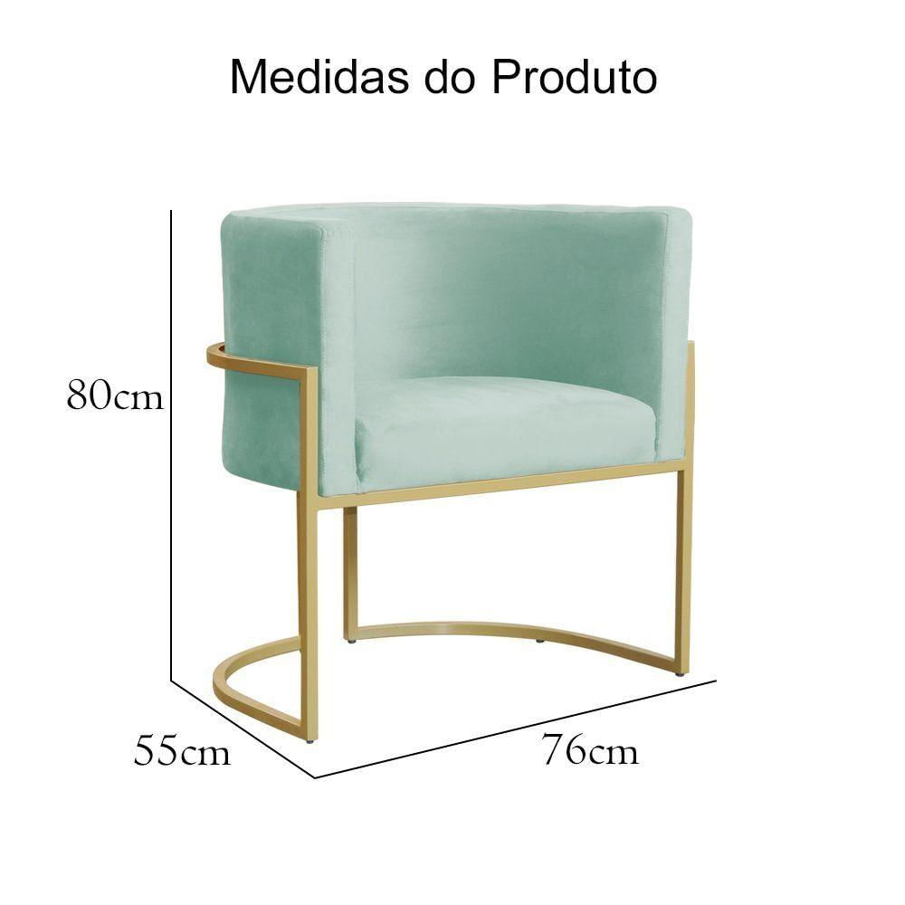 Poltrona Decorativa Dourada Base De Metalon 7decormoveis Veludo Acqua